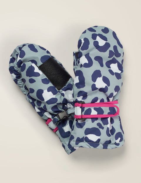 Ski Mittens - Cloudburst Blue Snow Leopard Ski Mittens - Cloudburst Blue Snow Leopard