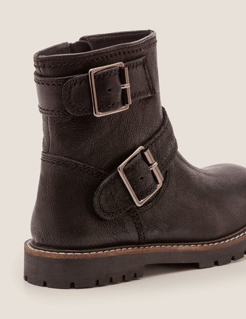 leather black biker boots