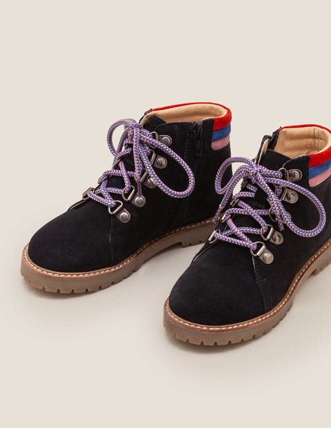Suede Stripy Boots - Navy Blue Suede Stripy Boots - Navy Blue