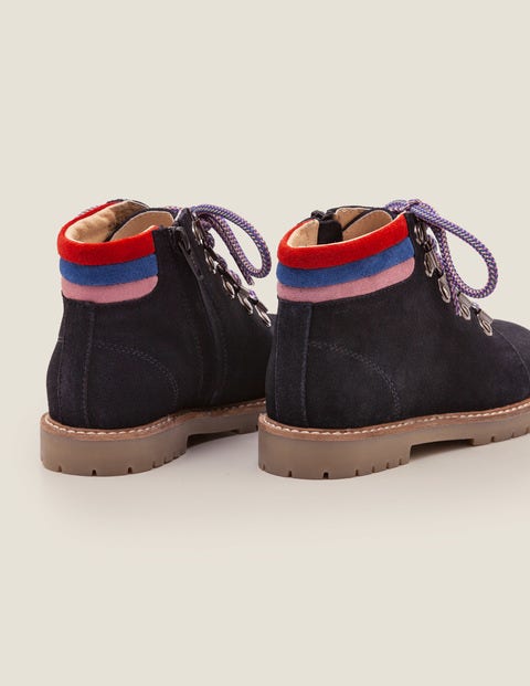 Suede Stripy Boots - Navy Blue Suede Stripy Boots - Navy Blue