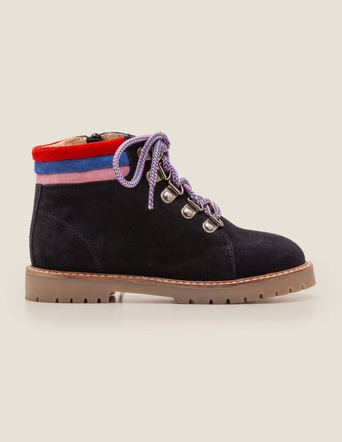 Suede Stripy Boots - Navy Blue Suede Stripy Boots - Navy Blue