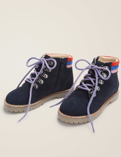 Suede Stripy Boots - Navy Blue Suede Stripy Boots - Navy Blue