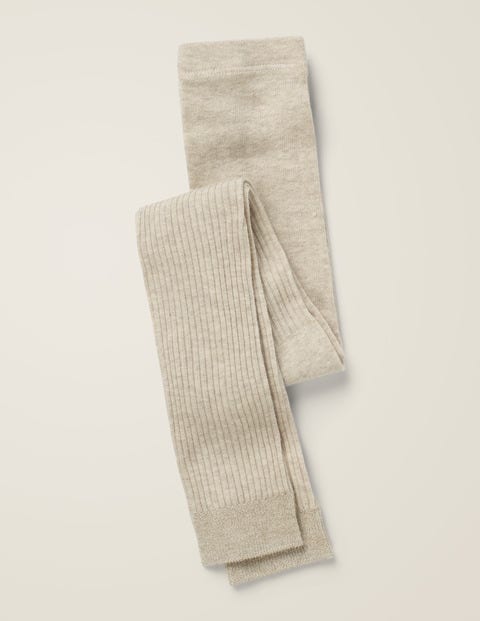 Ribbed Footless Tights - Oatmeal Marl Ribbed Footless Tights - Oatmeal Marl
