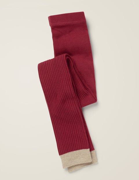 Ribbed Footless Tights - Bramble Red Ribbed Footless Tights - Bramble Red