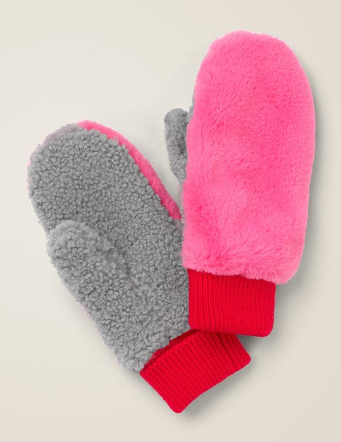 Faux Fur Mittens - Festival Pink Faux Fur Mittens - Festival Pink