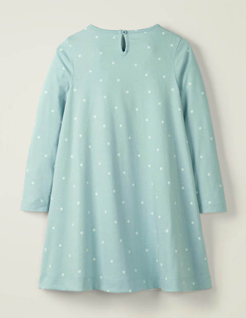 Big Appliqué Jersey Dress - Cloudburst Blue Penguins Big Appliqué Jersey Dress - Cloudburst Blue Penguins