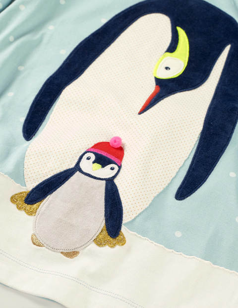 Big Appliqué Jersey Dress - Cloudburst Blue Penguins Big Appliqué Jersey Dress - Cloudburst Blue Penguins