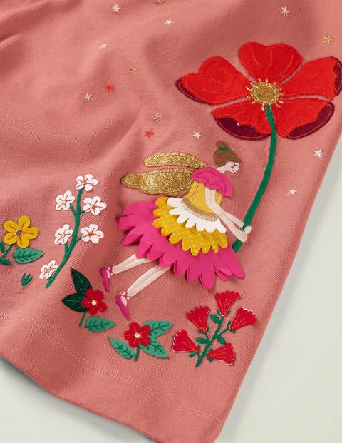 Jerseykleid Mit Großer Applikation - Altrosa, Fee Jerseykleid Mit Großer Applikation - Altrosa, Fee