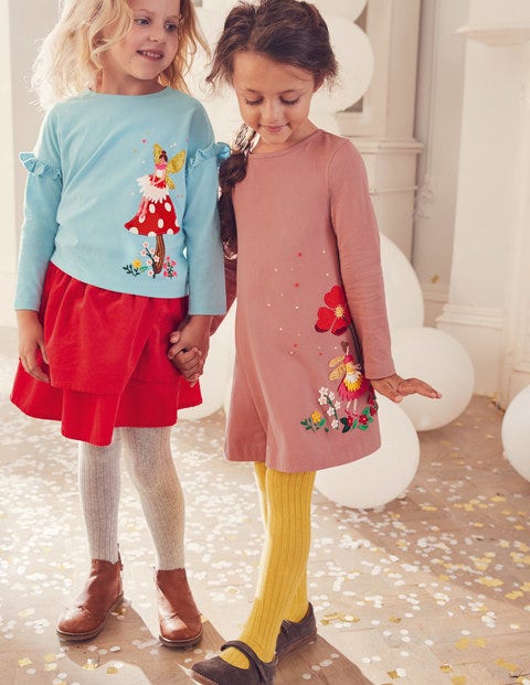 Jerseykleid Mit Großer Applikation - Altrosa, Fee Jerseykleid Mit Großer Applikation - Altrosa, Fee
