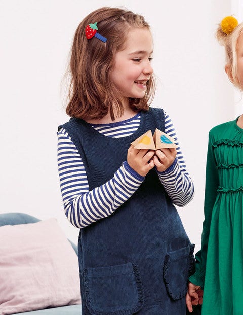 Schürzenkleid Aus Cord Mit Taschen - Schuluniform-Navy Schürzenkleid Aus Cord Mit Taschen - Schuluniform-Navy