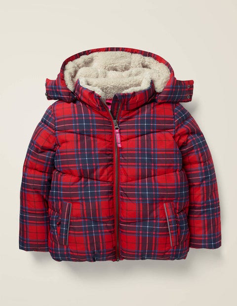 Kuschelige Jacke Mit Wattierung - Rockabilly-Rot, Kariert Kuschelige Jacke Mit Wattierung - Rockabilly-Rot, Kariert