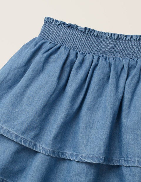 Smocked Woven Skirt - Chambray Smocked Woven Skirt - Chambray