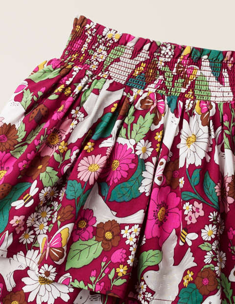 Smocked Woven Skirt - Bramble Pink Florabunda Smocked Woven Skirt - Bramble Pink Florabunda