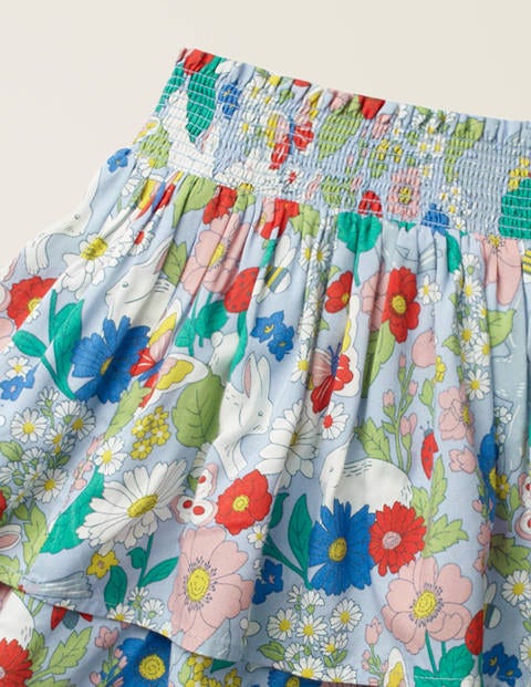 Smocked Woven Skirt - Provence Blue Florabunda Smocked Woven Skirt - Provence Blue Florabunda