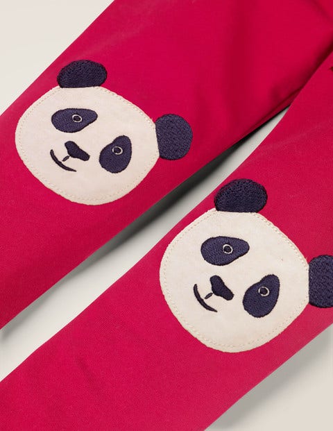 Leggings Mit Applikation - Hagebuttenrot, Pandas Leggings Mit Applikation - Hagebuttenrot, Pandas