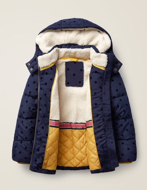 Cosy 2-In-1 Padded Jacket - Navy Flock Spot Cosy 2-In-1 Padded Jacket - Navy Flock Spot