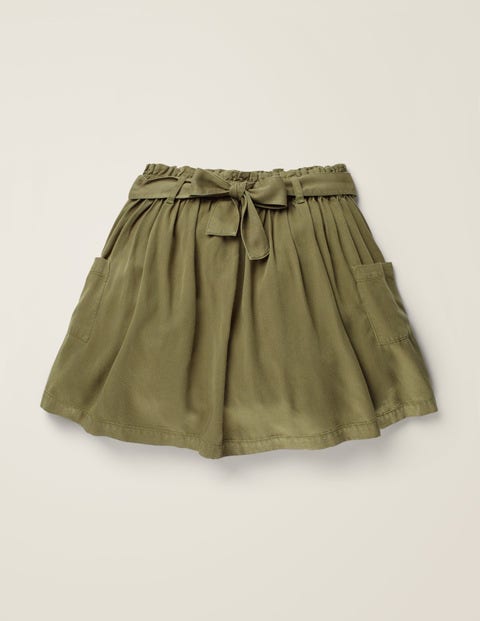 Tie-Waist Pocket Skirt - Khaki Green Tie-Waist Pocket Skirt - Khaki Green