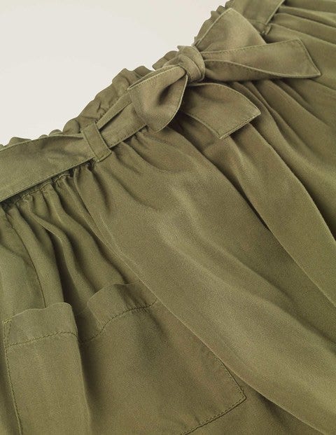 Tie-Waist Pocket Skirt - Khaki Green Tie-Waist Pocket Skirt - Khaki Green