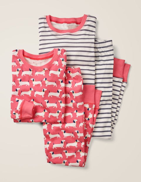 Langer Schlafanzug Im 2Er-Pack - Korallenrosa/Navy, Dackel Langer Schlafanzug Im 2Er-Pack - Korallenrosa/Navy, Dackel