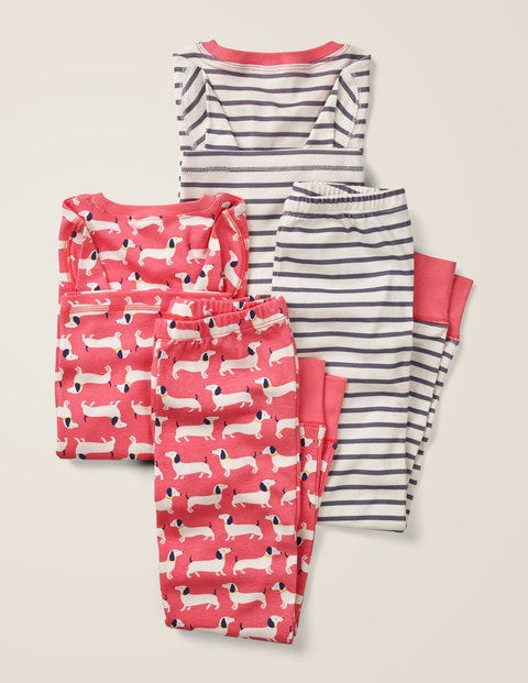 Langer Schlafanzug Im 2Er-Pack - Korallenrosa/Navy, Dackel Langer Schlafanzug Im 2Er-Pack - Korallenrosa/Navy, Dackel