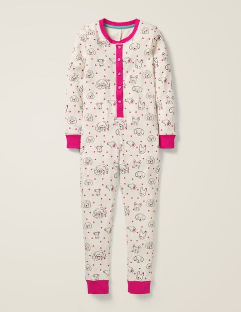 Cosy All-In-One Pajamas - Ivory Love Dogs Cosy All-In-One Pajamas - Ivory Love Dogs