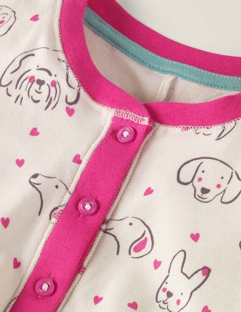 Cosy All-In-One Pajamas - Ivory Love Dogs Cosy All-In-One Pajamas - Ivory Love Dogs