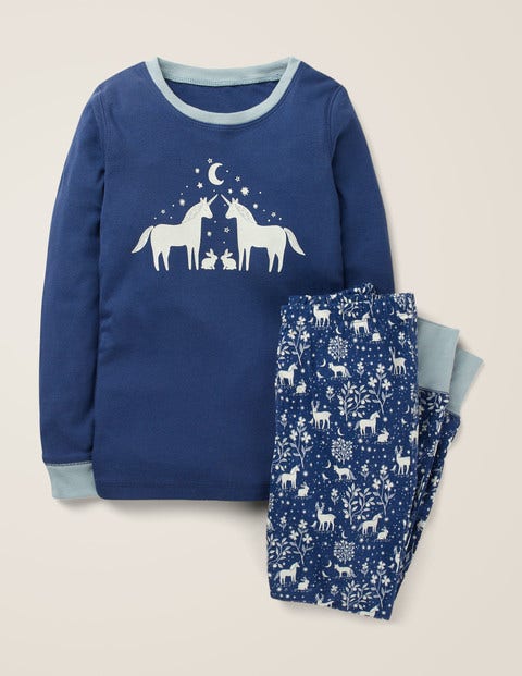 Cosy Long John Pajamas - Navy Glow-in-the-dark Toile Cosy Long John Pajamas - Navy Glow-in-the-dark Toile