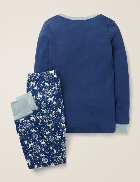 Cosy Long John Pajamas - Navy Glow-in-the-dark Toile Cosy Long John Pajamas - Navy Glow-in-the-dark Toile