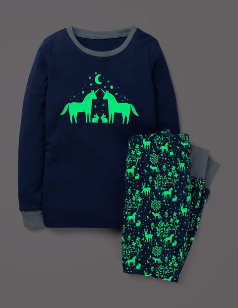 Cosy Long John Pajamas - Navy Glow-in-the-dark Toile Cosy Long John Pajamas - Navy Glow-in-the-dark Toile