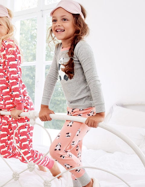 Cosy Long John Pajamas - Chalky Pink Pandas Cosy Long John Pajamas - Chalky Pink Pandas