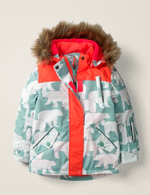 All-Weather Waterproof Jacket - Mineral Blue Polar Bears