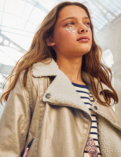 Metallic Biker Jacket - Metallic Metallic Biker Jacket - Metallic
