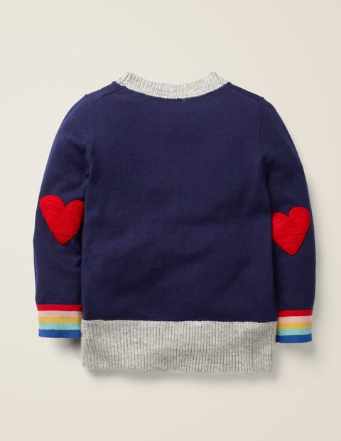 Pull Avec Empiècements Cœurs Crochetés - Bleu marine Pull Avec Empiècements Cœurs Crochetés - Bleu marine