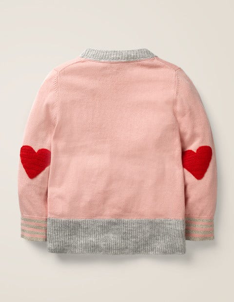 Crochet Heart Patch Jumper - Chalky Pink Crochet Heart Patch Jumper - Chalky Pink