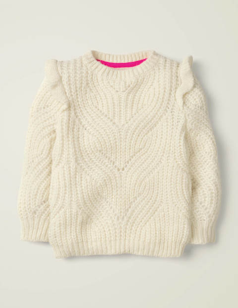 Cable Frill Sweater - Ecru Marl Cable Frill Sweater - Ecru Marl