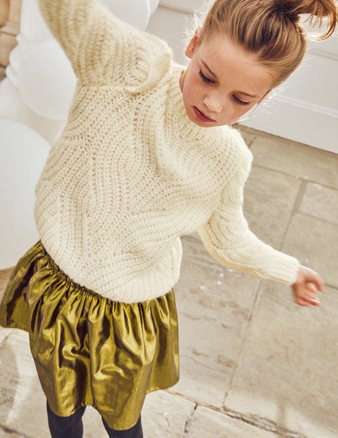 Cable Frill Sweater – Ecru Marl