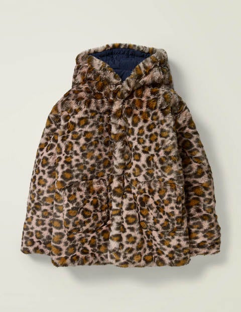 Cosy Reversible Coat - Chalky Pink/Navy Leopard Spot Cosy Reversible Coat - Chalky Pink/Navy Leopard Spot