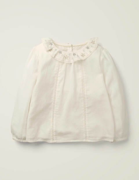 Embroidered Star Collar Top - Ivory Embroidered Star Collar Top - Ivory