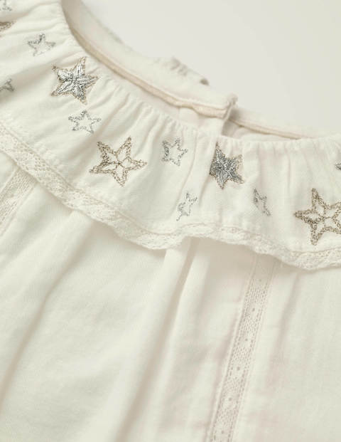 Embroidered Star Collar Top - Ivory Embroidered Star Collar Top - Ivory
