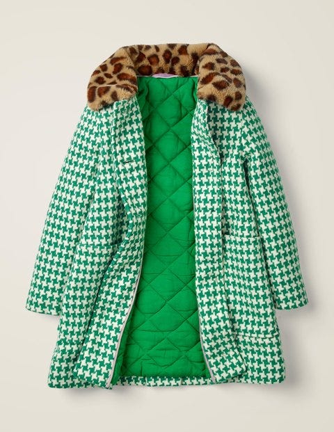 Wonderful Wool Coat - Hike Green Dogtooth Check Wonderful Wool Coat - Hike Green Dogtooth Check