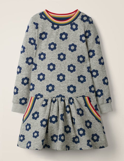 Cosy Sweatshirt Dress - Grey Marl Sixties Daisy Cosy Sweatshirt Dress - Grey Marl Sixties Daisy