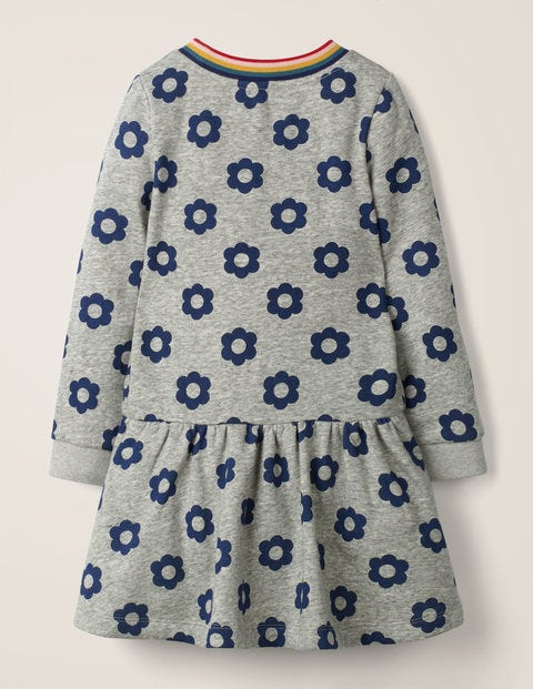 Cosy Sweatshirt Dress - Grey Marl Sixties Daisy Cosy Sweatshirt Dress - Grey Marl Sixties Daisy