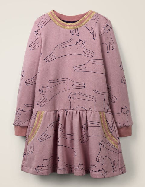 Cosy Sweatshirt Dress - Vintage Pink Cats Cosy Sweatshirt Dress - Vintage Pink Cats