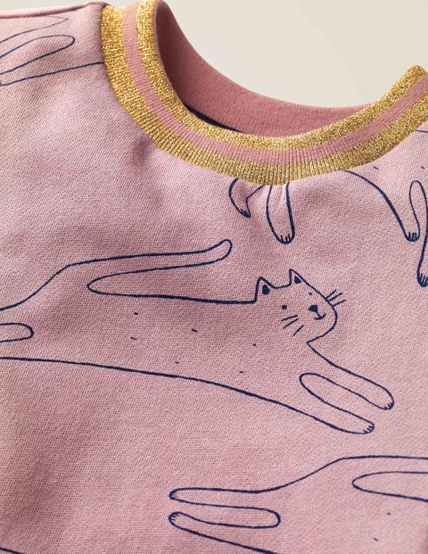 Cosy Sweatshirt Dress - Vintage Pink Cats Cosy Sweatshirt Dress - Vintage Pink Cats