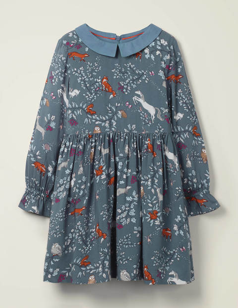 Robe à imprimé forêt - Motif Bois enchantés bleu Robe à imprimé forêt - Motif Bois enchantés bleu