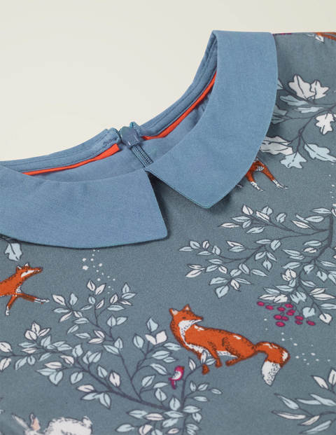Robe à imprimé forêt - Motif Bois enchantés bleu Robe à imprimé forêt - Motif Bois enchantés bleu