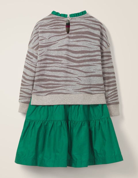 Jersey Woven Dress - Grey Marl Zebra Jersey Woven Dress - Grey Marl Zebra