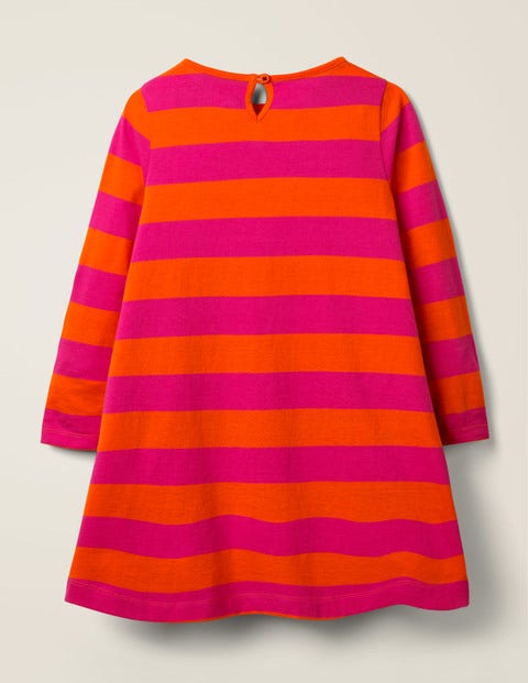 Cat Appliqué Dress - Orange/Shocking Pink Stripe Cat Appliqué Dress - Orange/Shocking Pink Stripe