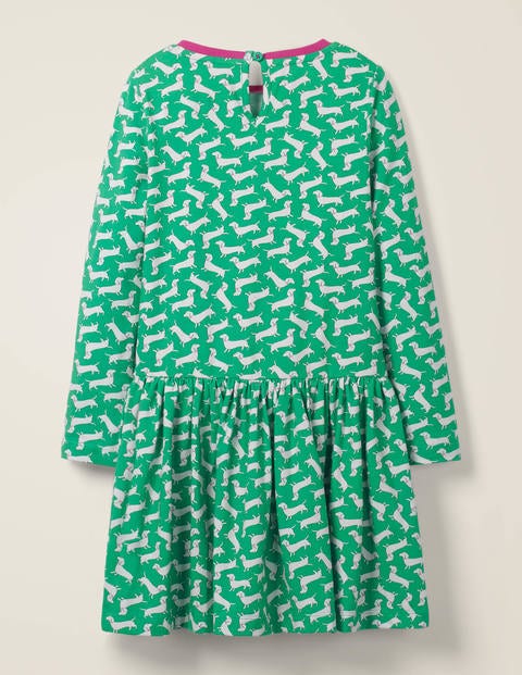Printed Jersey Dress - Hike Green Sausage Dogs Printed Jersey Dress - Hike Green Sausage Dogs