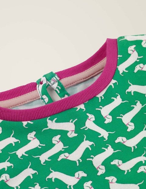 Printed Jersey Dress - Hike Green Sausage Dogs Printed Jersey Dress - Hike Green Sausage Dogs